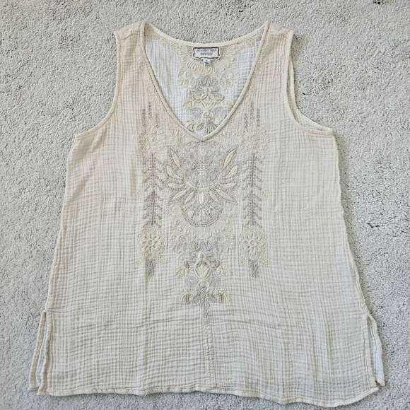 Johnny Was Workshop | Embroidered Gauze Tank Top, Womens Large - Picture 6 of 7